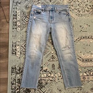 Women's Light Blue Distressed Jeans